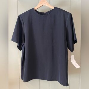 Black Vintage Jack Mulqueen 1980s Dead stock Blouse with Shoulder pads